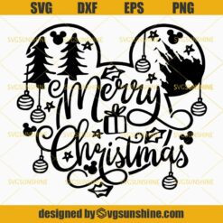 Merry Christmas Mickey Head SVG, Disney Christmas SVG, Mickey Christmas SVG PNG DXF EPS