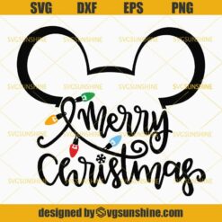 Merry Christmas Mickey Head SVG, Mickey Mouse SVG, Christmas SVG PNG DXF EPS