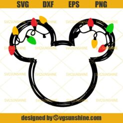 Mickey Mouse With Christmas Lights SVG, Christmas Mickey Head SVG PNG DXF EPS
