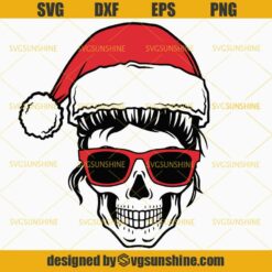 Mom Skull Christmas SVG, Santa Skull SVG, Santa Hat SVG, Skull Christmas SVG PNG DXF EPS