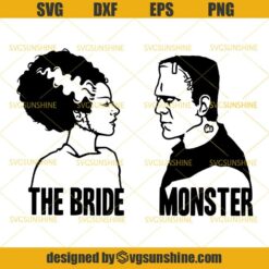 Frankenstein and Bride SVG, The Monster Frankenstein SVG, Bride Of Frankenstein SVG