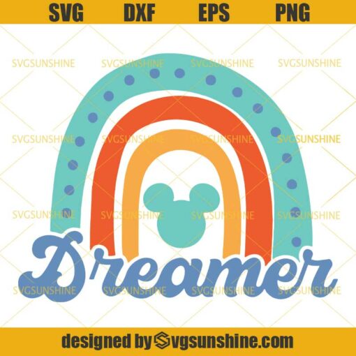 Rainbow Dreamer Mickey SVG, Disney Mickey Ears Vintage Sunset SVG PNG DXF EPS