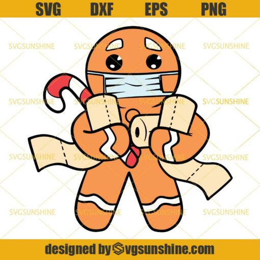 Gingerbread Man With Face Mask SVG, Gingerbread Man SVG, Quarantine Christmas 2020 SVG DXF EPS PNG