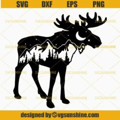 Mountain Range Moose SVG PNG DXF EPS Cut Files Clipart Cricut