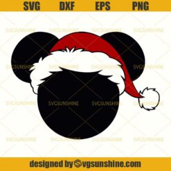 Mickey Head Santa SVG, Mickey Mouse Head SVG, Santa Hat SVG, Mickey Christmas SVG