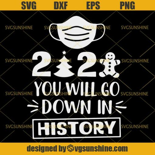 2020 You Will Go Down in History Svg, Funny Christmas Pandemic Svg, Christmas Quarantine Svg