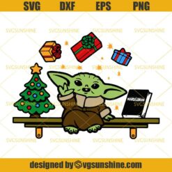 Baby Yoda Merry Christmas SVG, Mandalorian Star Wars Christmas SVG PNG DXF EPS Cut Files