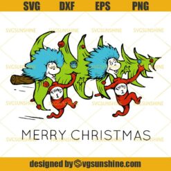 Thing 1 and Thing 2 Merry Christmas SVG PNG DXF EPS Cut Files Clipart Cricut