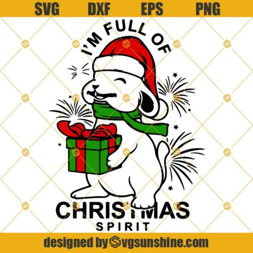 I’m Full Of Christmas Spirit SVG, Santa Bunny SVG, Rabbit Santa Hat SVG, Christmas Bunny SVG