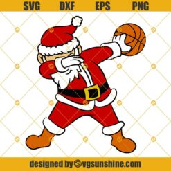 Santa Claus Dabbing Basketball Christmas Xmas SVG PNG DXF EPS Cut Files Clipart Cricut