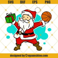 Santa Claus Gift Basketball Christmas SVG PNG DXF EPS Cut Files Clipart Cricut