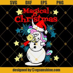 Unicorn Snowman Magical Christmas SVG PNG DXF EPS Cut Files Clipart Cricut