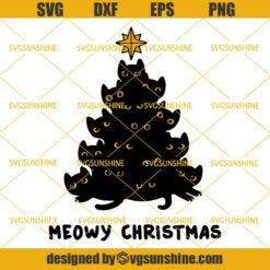 Meowy Christmas SVG, Cat Christmas Tree SVG PNG DXF EPS Cut Files Clipart Cricut