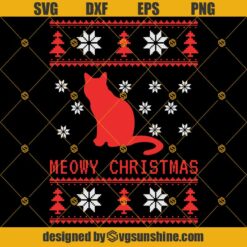 Meowy Christmas SVG, Cat Ugly Christmas Sweater SVG DXF EPS PNG
