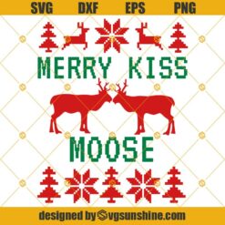 Merry Kiss Moose SVG, Moose Ugly Christmas Sweater SVG DXF EPS PNG