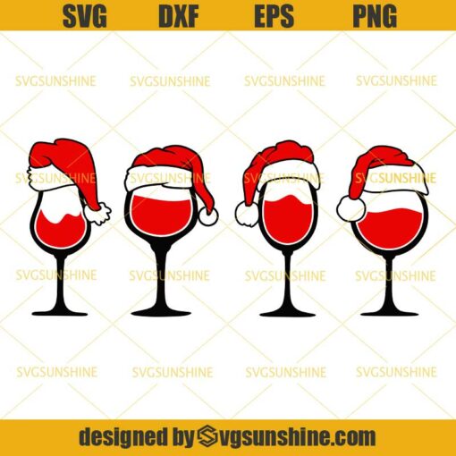 Christmas Santa Wine Glass SVG, Santa Hat SVG, Wine Christmas SVG DXF EPS PNG