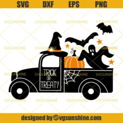Trick Or Treat Pick Up Truck Halloween SVG DXF EPS PNG Cutting File for Cricut