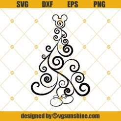 Mickey Christmas Tree Swirls SVG PNG DXF EPS Cut Files Clipart Cricut