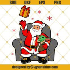 Santa Claus And Baby Yoda Christmas SVG PNG DXF EPS