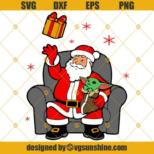 Santa Claus And Baby Yoda Christmas SVG PNG DXF EPS