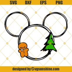 Disney Christmas Mickey Mouse Head SVG, Gingerbread Man And Christmas Tree SVG PNG DXF EPS Cut Files Clipart Cricut