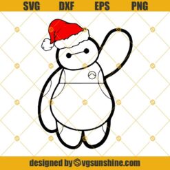 Baymax Big Hero 6 Christmas SVG, Disney Christmas SVG, Baymax Christmas Hat SVG PNG DXF EPS