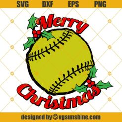 Softball Merry Christmas SVG PNG DXF EPS Cut Files Clipart Cricut