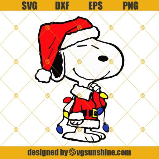 Snoopy Merry Christmas SVG, Snoopy Christmas Lights SVG PNG DXF EPS