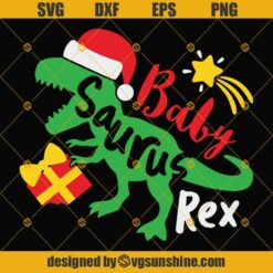 Dinosaur Christmas SVG, Baby Saurus SVG, Santasaurus Rex SVG, Santa T-Rex SVG, Christmas T-Rex Gift SVG DXF EPS PNG
