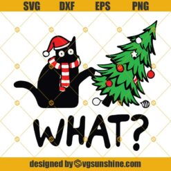 What Cat Christmas Tree SVG PNG DXF EPS Cut Files Clipart Cricut