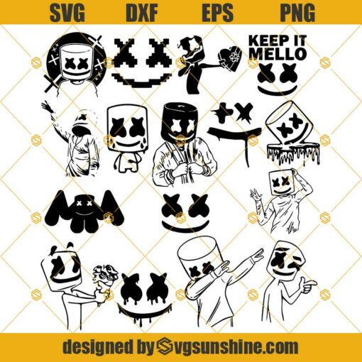DJ Marshmello SVG Bundle, Marshmello SVG PNG DXF EPS Cut Files Clipart Cricut