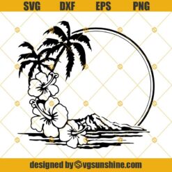 Hawaiian Flower Scene SVG PNG DXF EPS Cut Files Clipart Cricut