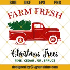 Farm Fresh Christmas Tree And Red Old Vintage Truck SVG PNG DXF EPS, Farmhouse Christmas SVG