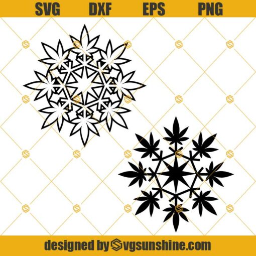 Cannabis Snowflake SVG, Snowflake Christmas SVG PNG DXF EPS Cut Files Clipart Cricut