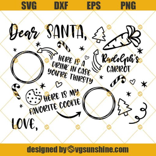 Dear Santa Cookies And Milk SVG PNG DXF EPS Tray Print, Cookies For Santa SVG, Santa Plate SVG