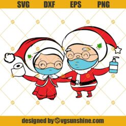 Quarantine Christmas Santa and Mrs Claus Face Mask SVG PNG DXF EPS Cut Files Clipart Cricut