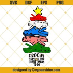 Crocin Around the Christmas Tree SVG, Croc SVG, Christmas Tree SVG PNG DXF EPS