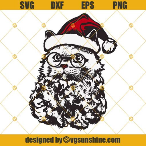 Cat Santa Claus SVG, Cat Santa Christmas SVG PNG DXF EPS Cut Files Clipart Cricut