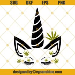 Weed Unicorn Face SVG, 420 Unicorn SVG, 420 Weed Marijuana Plant Cannabis Pot Leaf SVG
