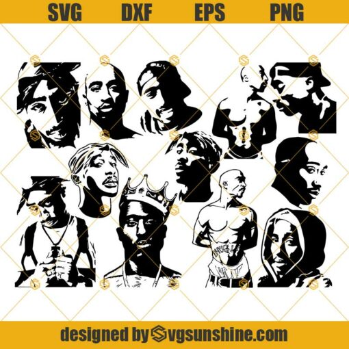 Tupac Shakur SVG Bundle, 2Pac SVG PNG DXF EPS Cut Files Clipart Cricut