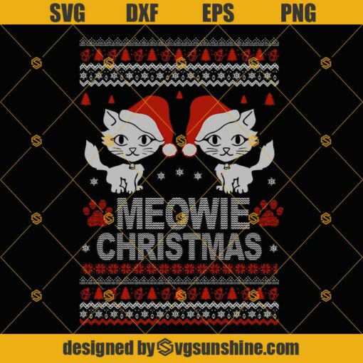 Meowie Ugly Christmas Sweater SVG, Meowie Christmas SVG, Cat Christmas SVG PNG DXF EPS