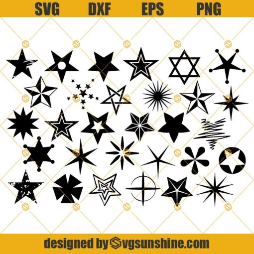 Stars SVG Bundle, Star Vector, Stars SVG PNG DXF EPS Cut Files Clipart Cricut