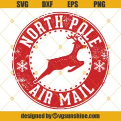 North Pole Air Mail Reindeer Christmas SVG PNG DXF EPS Cut Files Clipart Cricut