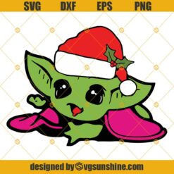 Baby Yoda Santa Hat SVG, Christmas Baby Yoda Star Wars SVG PNG DXF EPS Cut Files