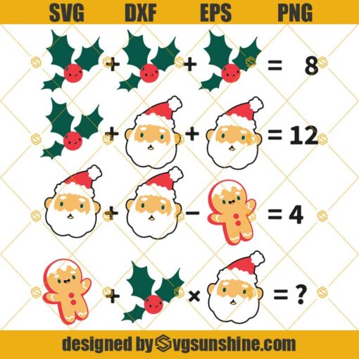 Christmas Math Equation Quiz Svg, Funny Math Teacher Christmas Svg, Santa Gingerbread Svg