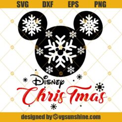 Mickey Head Snowflake Disney Christmas SVG PNG DXF EPS Cut Files Clipart Cricut