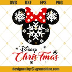 Minnie Head Snowflake Disney Christmas SVG PNG DXF EPS Cut Files Clipart Cricut
