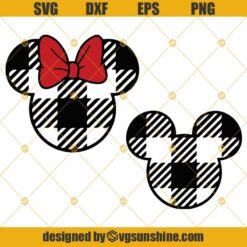 Mickey Minnie Mouse Head Buffalo Plaid SVG Bundle
