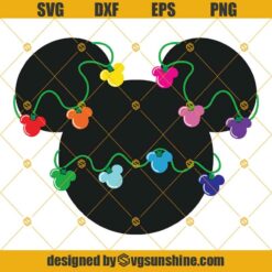 Disney Mickey Head Christmas Lights SVG PNG DXF EPS Cut Files Clipart Cricut