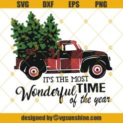 It’s The Most Wonderful Time Of the year Svg, Christmas Buffalo Plaid Truck Svg, Christmas Tree Svg